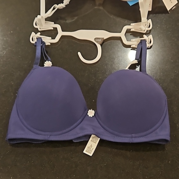 💕LAURA ASHLEY💕 Comfort Push Up Bras (2 Pack) Pink Checkers & Navy Blue 34C NWT - Picture 7 of 16